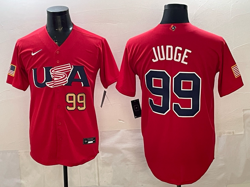 Men 2026 World Cub USA #99 Judge red Nike MLB Jersey 002